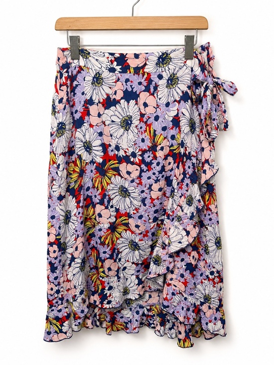 Anthropologie Dresses & Skirts - Maeve Anthropologie Sybil Floral Wrap Ruffle High Low Midi Skirt Large